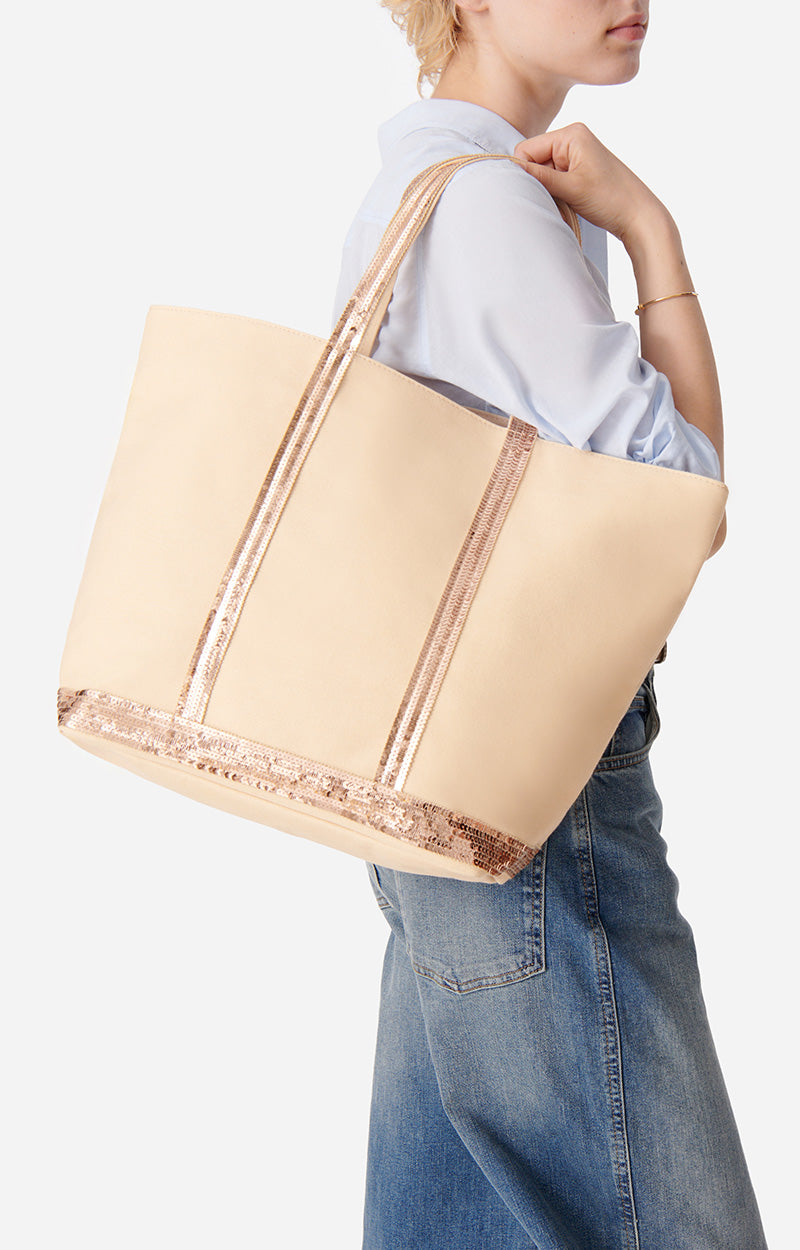 45 QTY NEW // CREME / Cabas L En Toile - CREME
