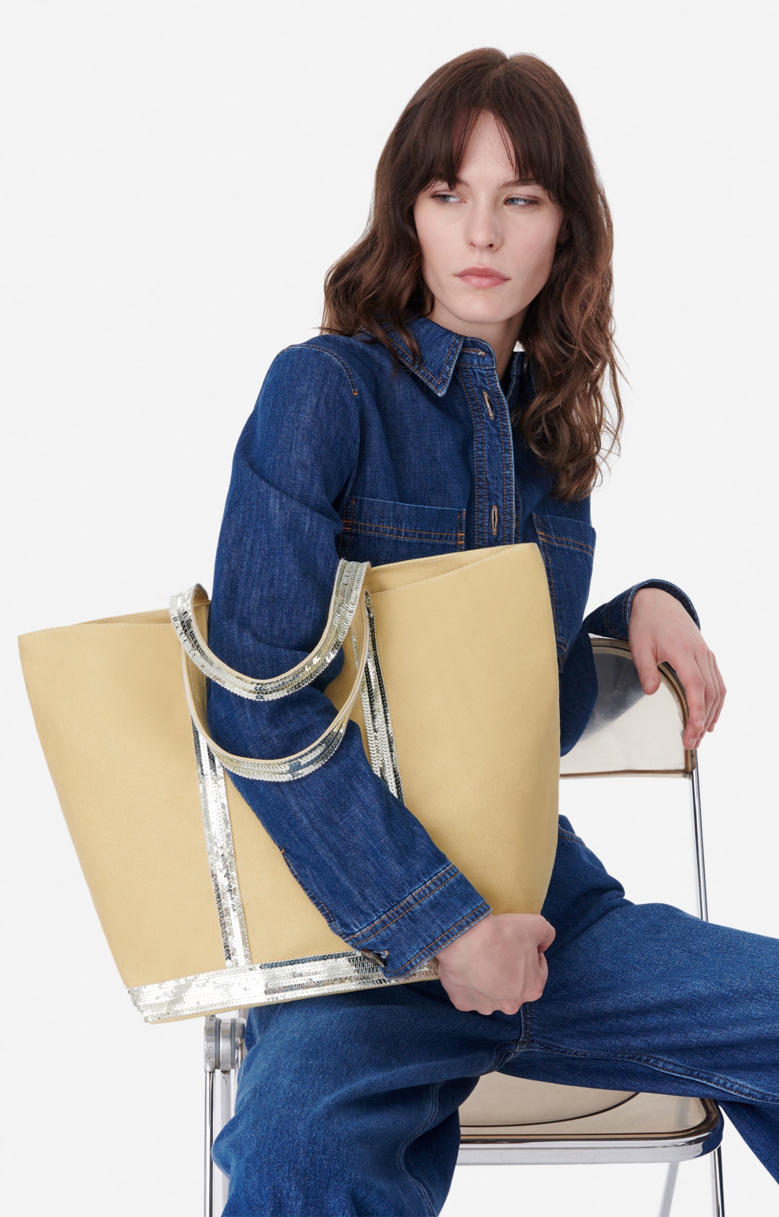 8 QTY NEW // ANIS / Cabas L En Toile - ANIS