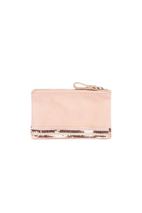 Cotton zip-top pouch - Coral & Beige