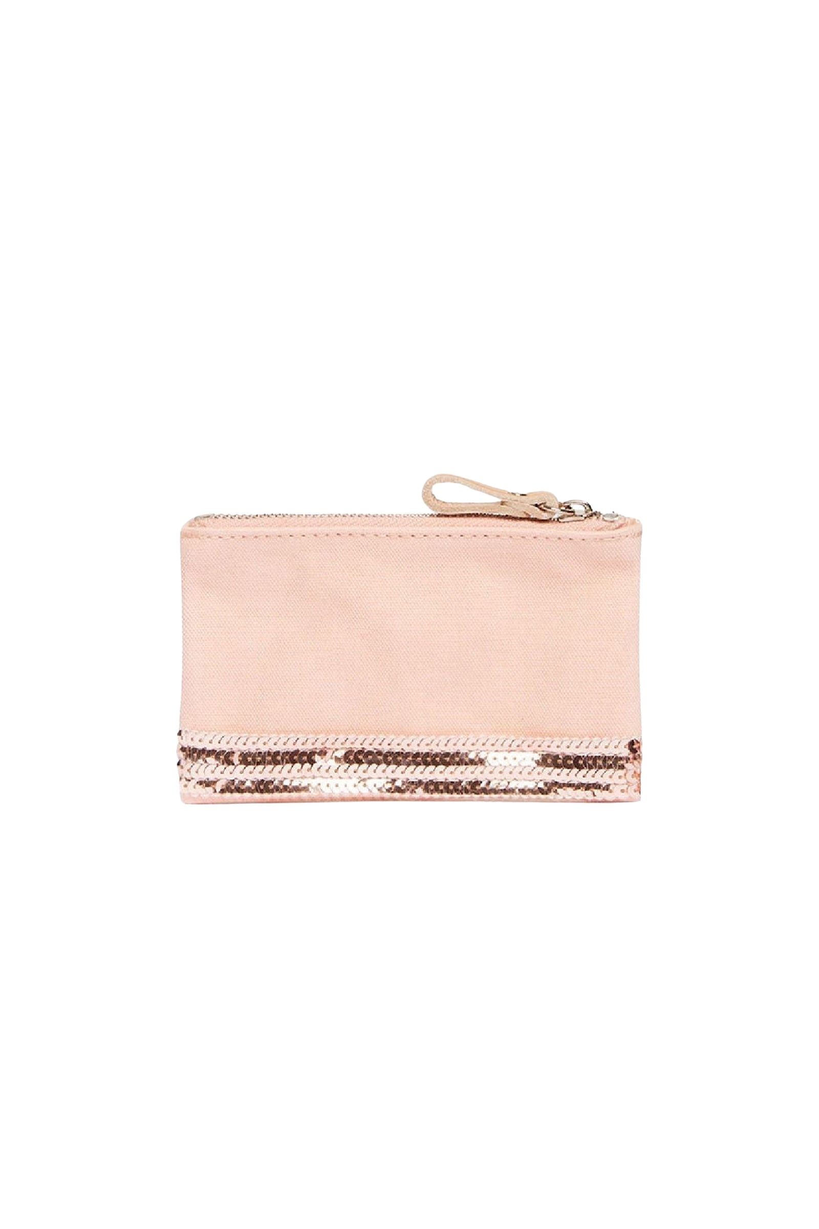 Cotton zip-top pouch - Coral & Beige