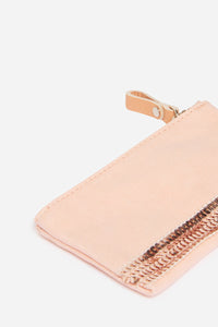 Cotton zip-top pouch - Coral & Beige