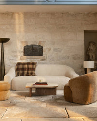 Pouf Sliema en tissu crêpé - Jaune ocre