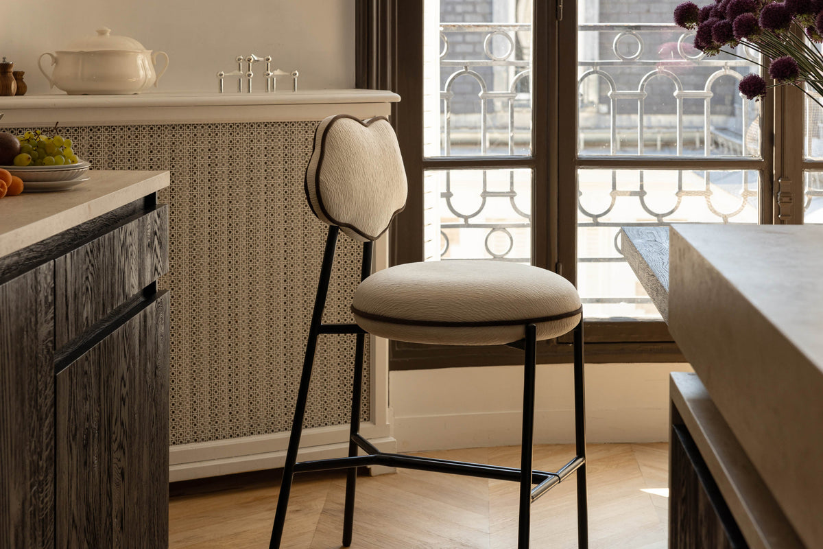 Tabouret de bar Arty texturé - Blanc écru