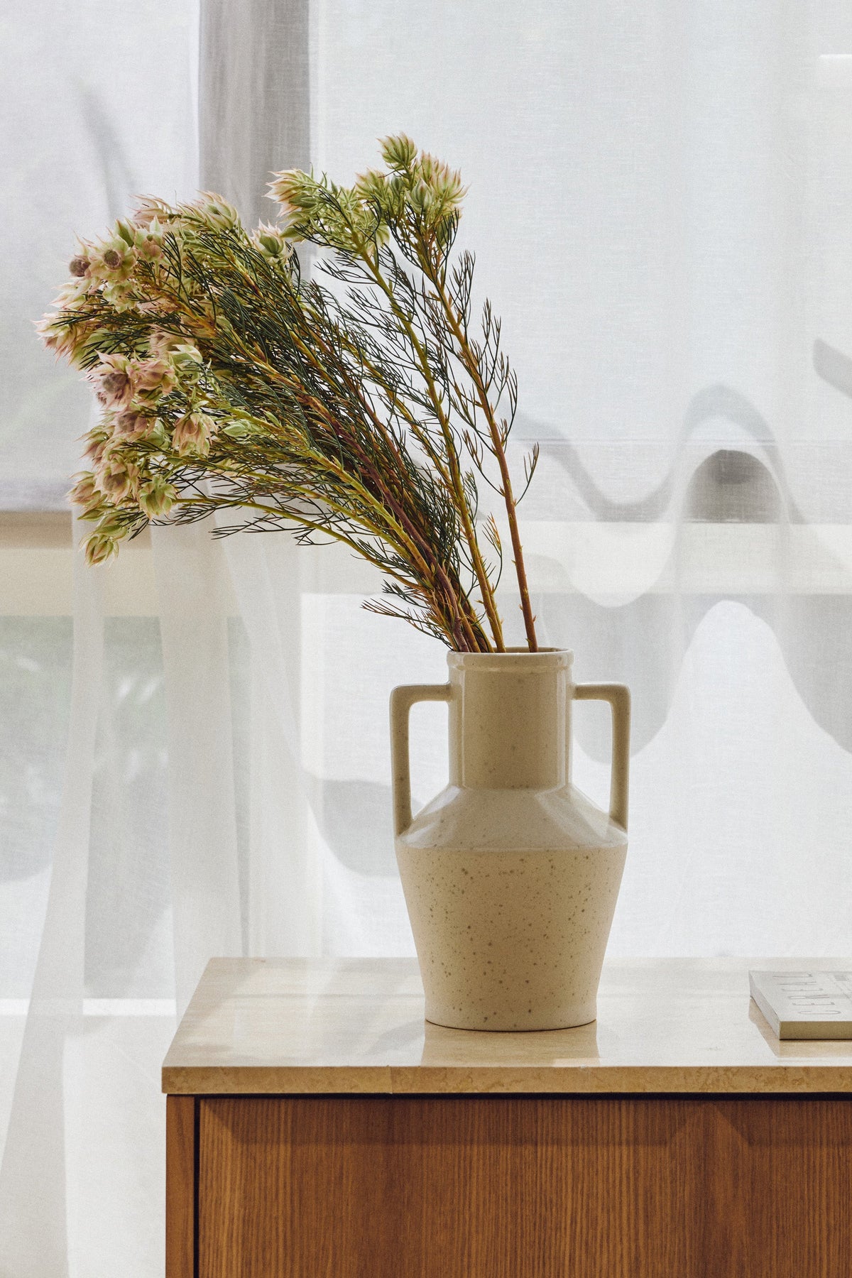 Vase Alda en céramique tâcheté - Blanc