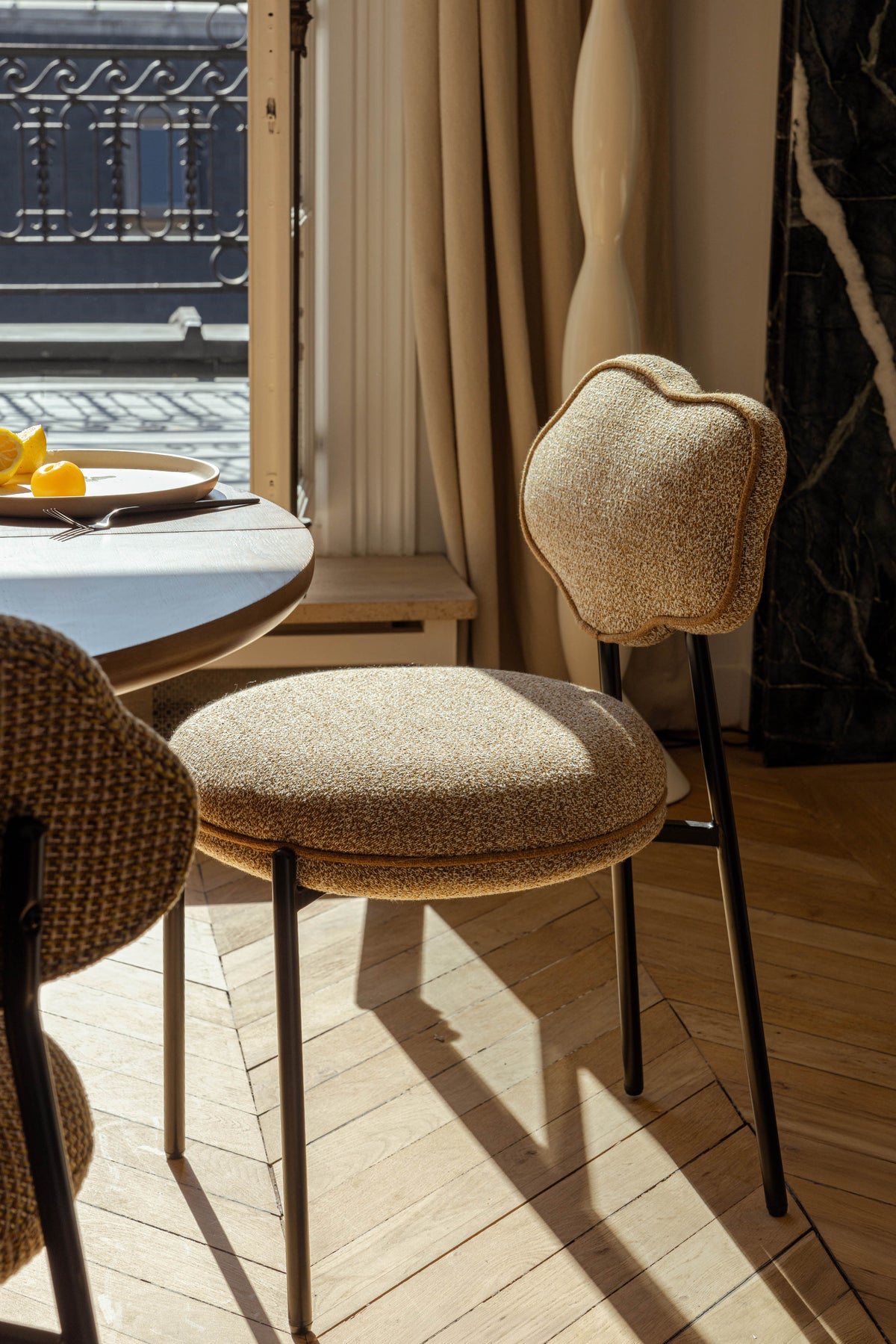 Chaise Arty à tissu texturé - Jaune moucheté