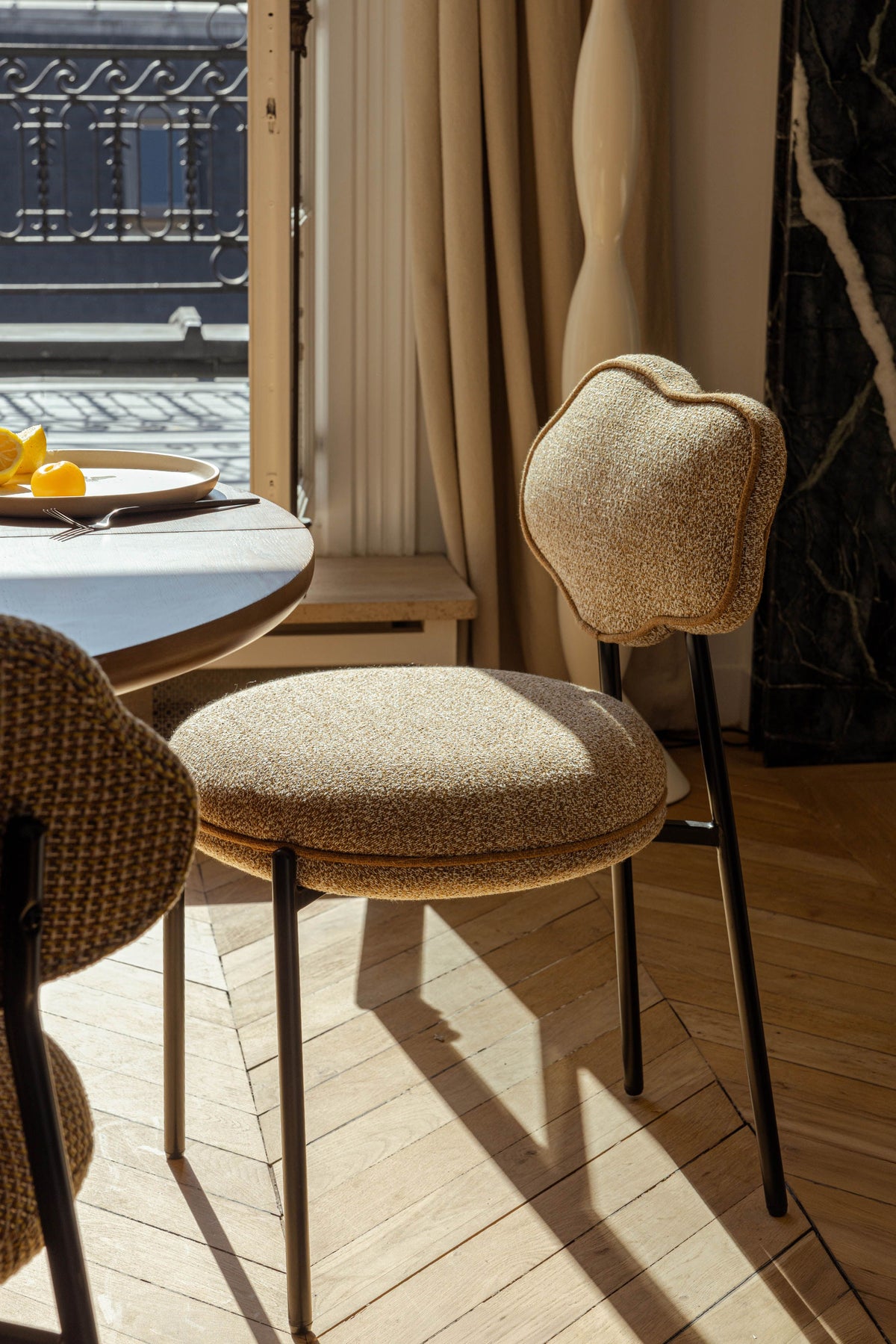 Chaise Arty à tissu texturé - Jaune moucheté