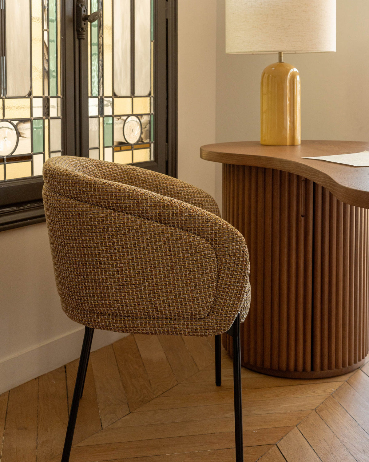 Chaise Volta en tweed - Tweed jaune Miami
