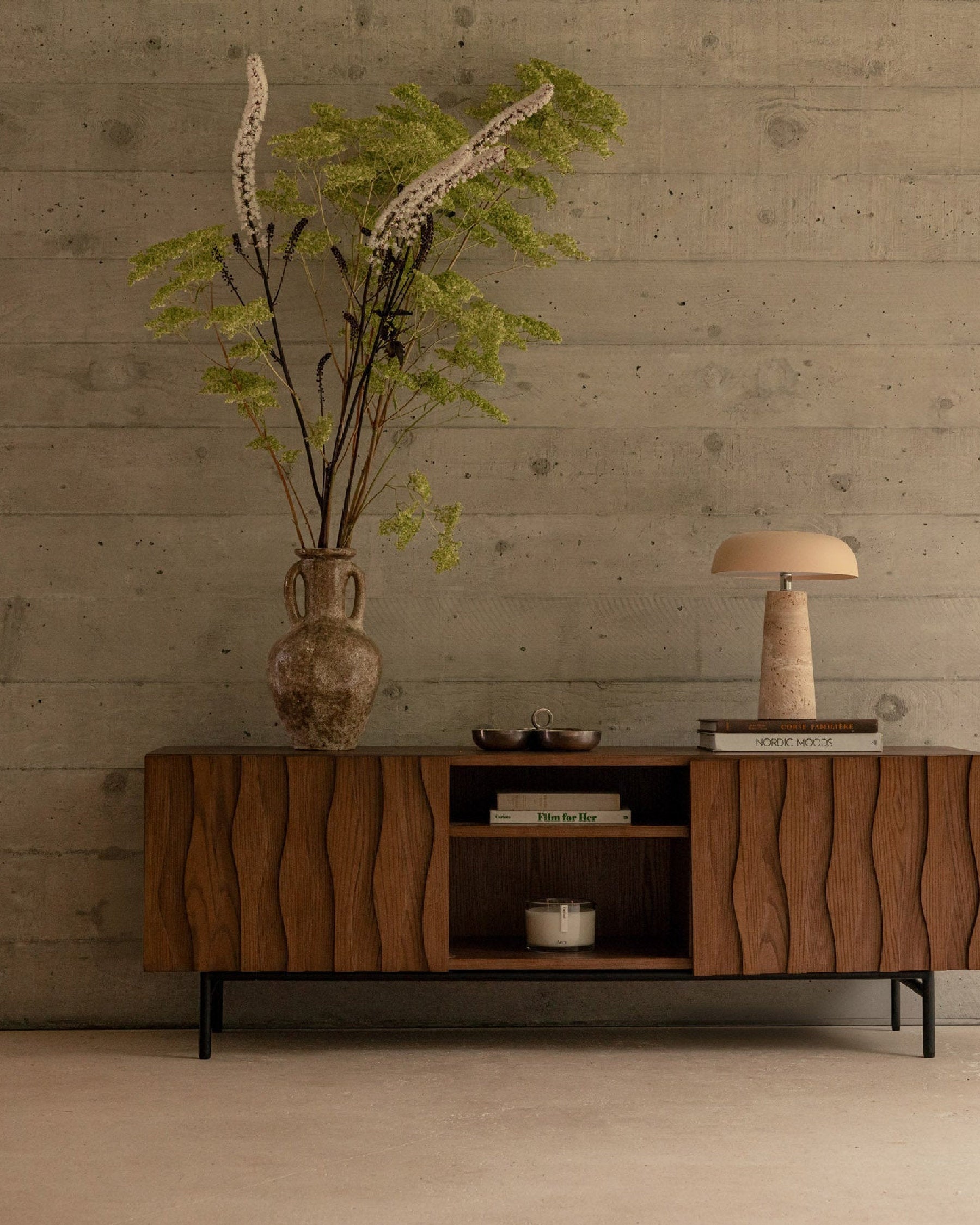Meuble TV Ondula en bois - Bois noyer