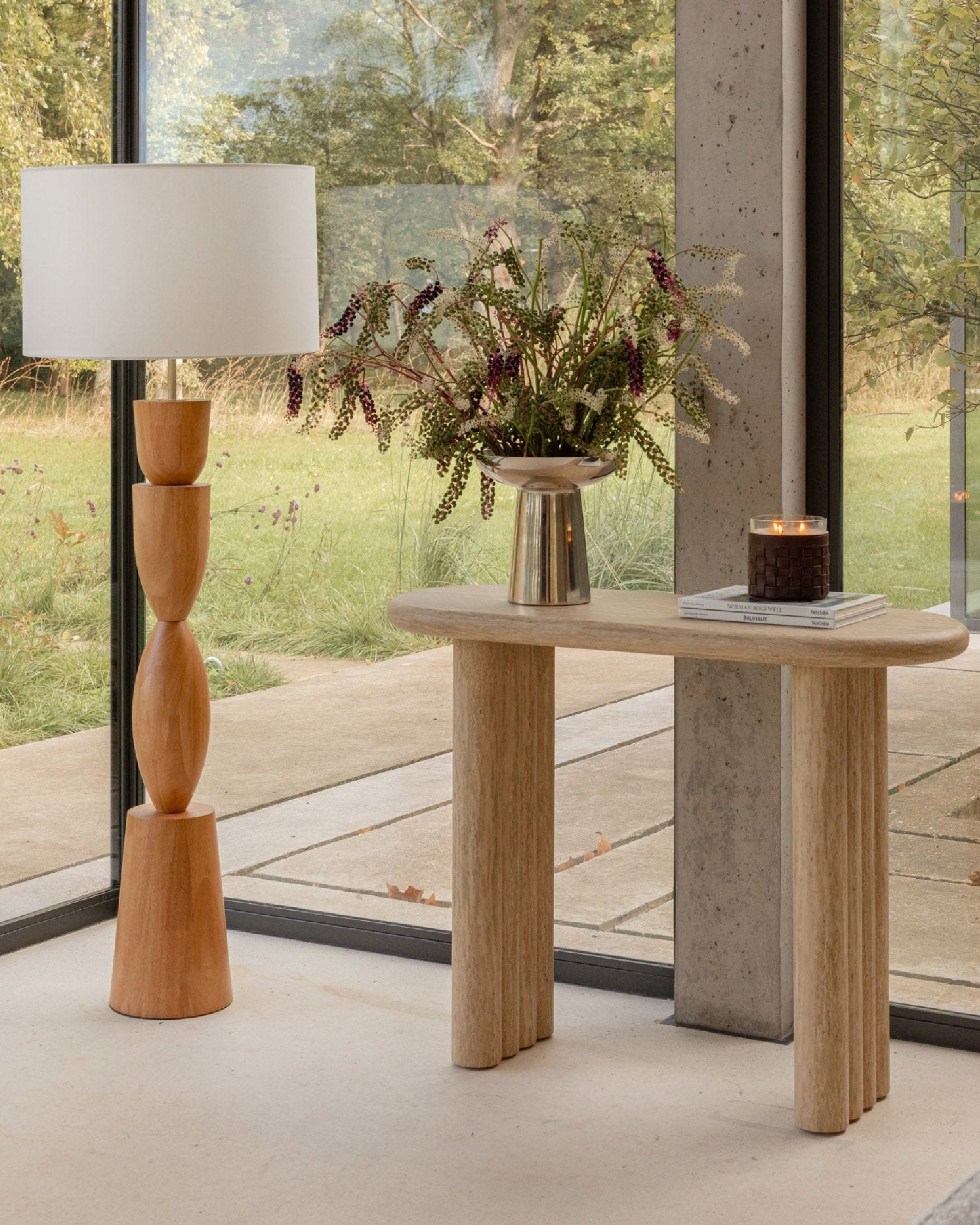 Console Aphaia en bois - Effet Travertin