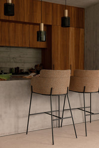Tabouret de bar Baron - Tweed jaune Miami