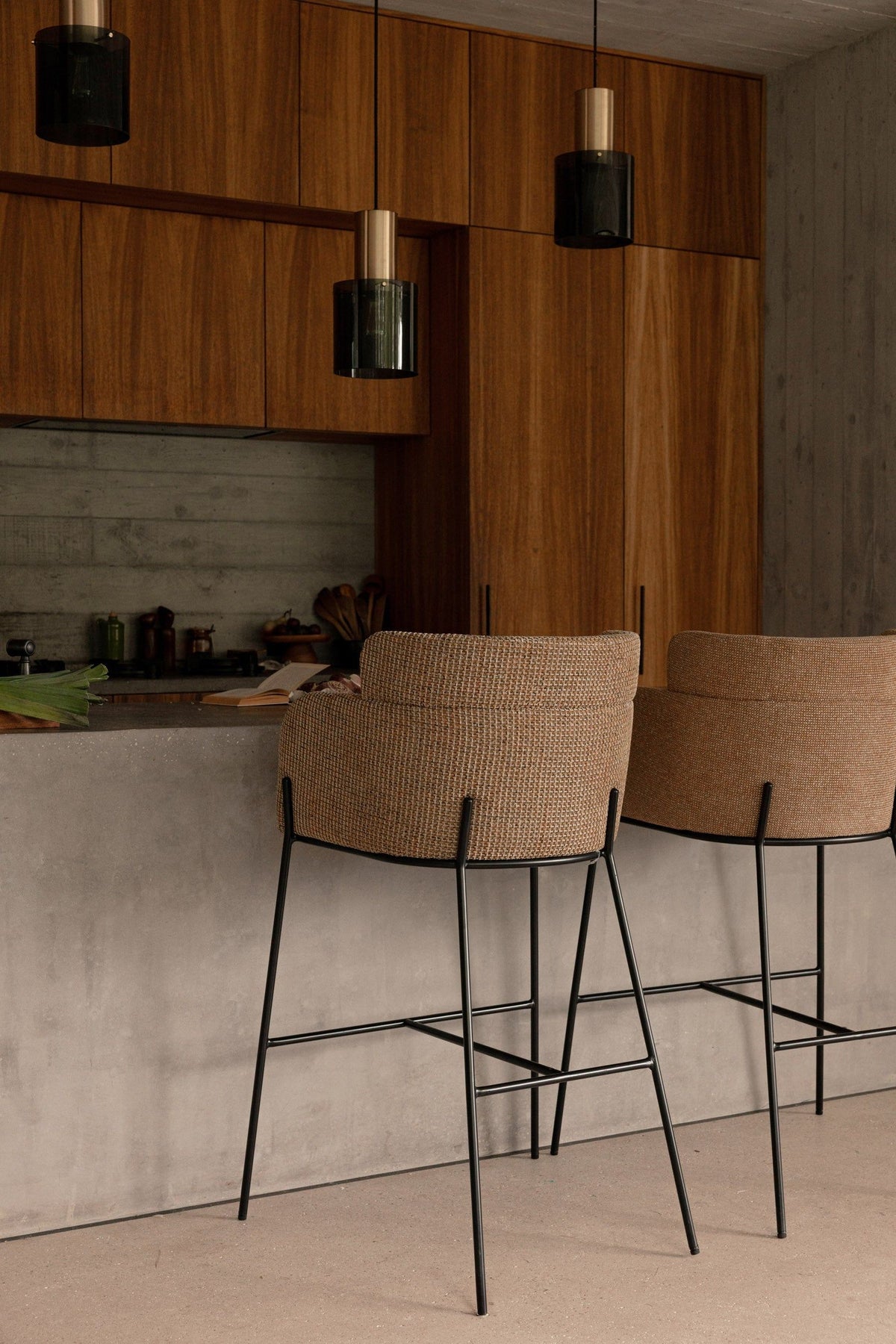 Tabouret de bar Baron - Tweed jaune Miami