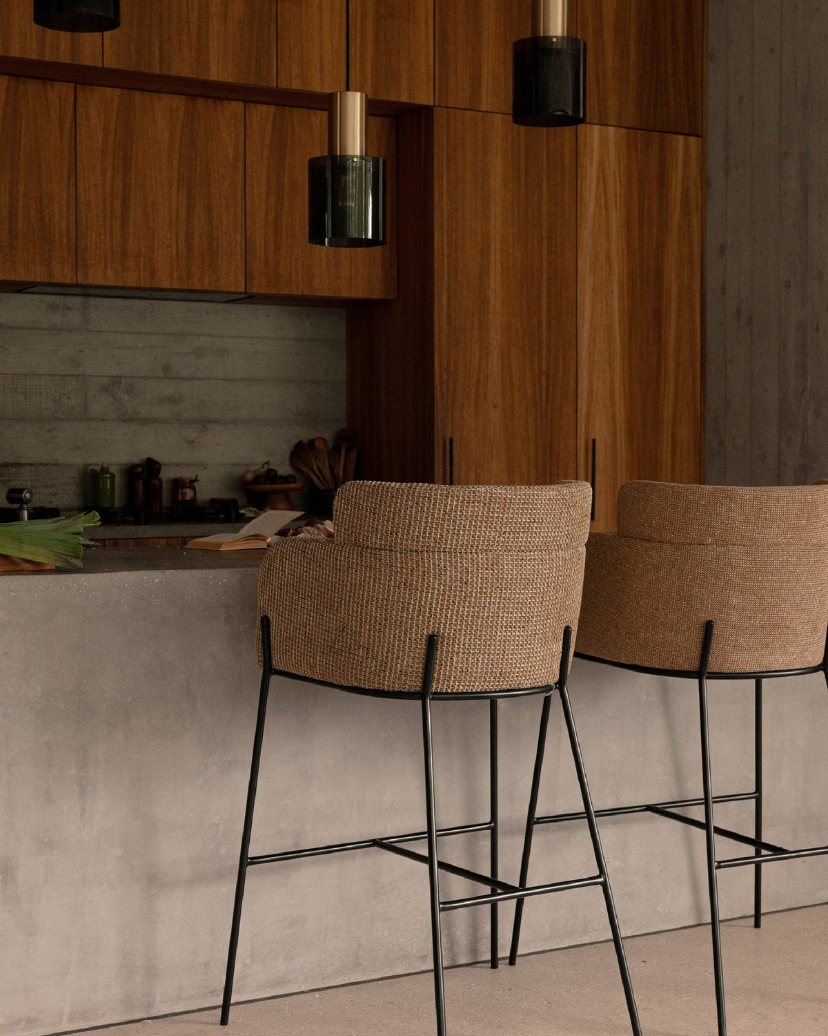 Tabouret de bar Baron - Tweed jaune Miami