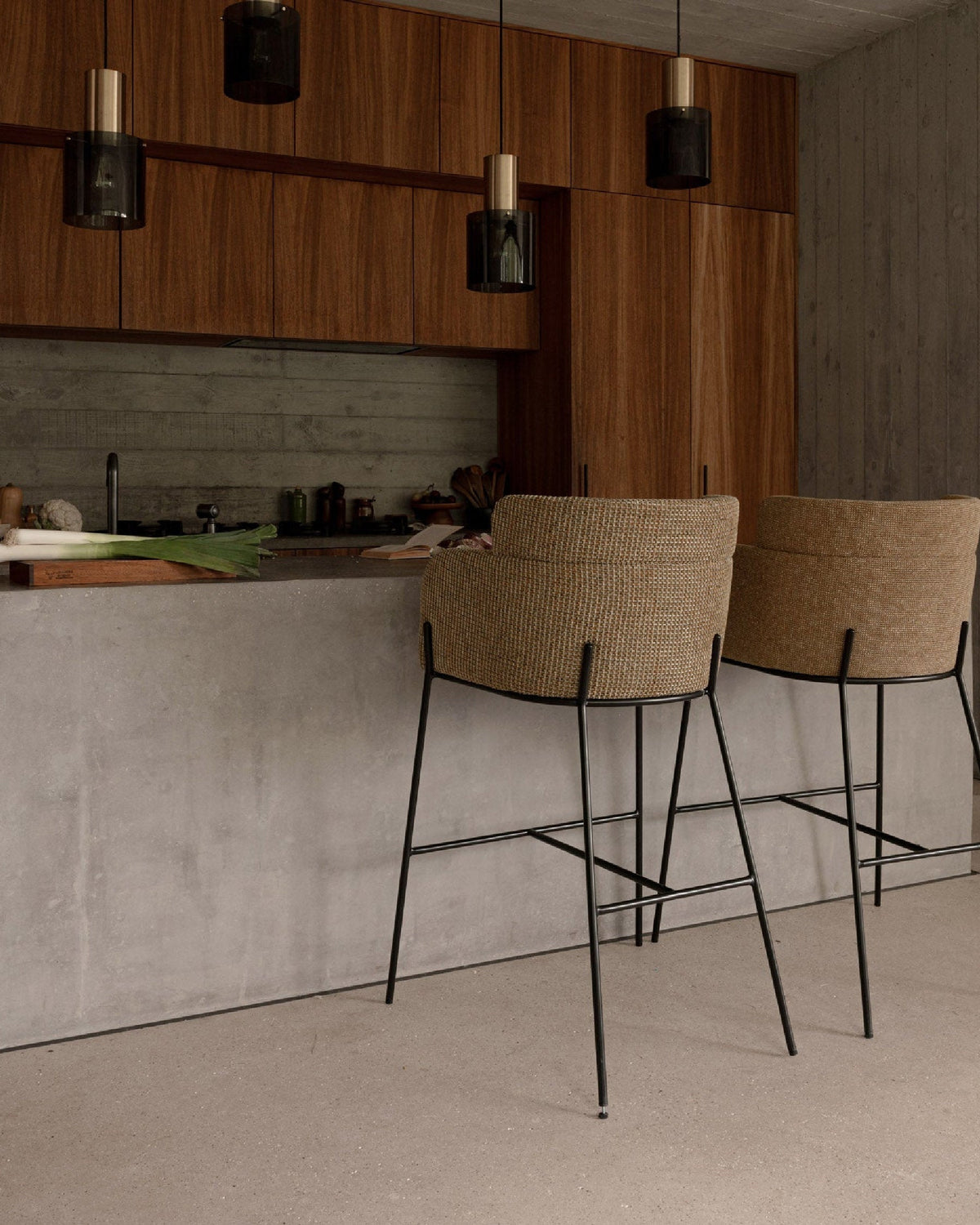Tabouret de bar Baron - Tweed jaune Miami