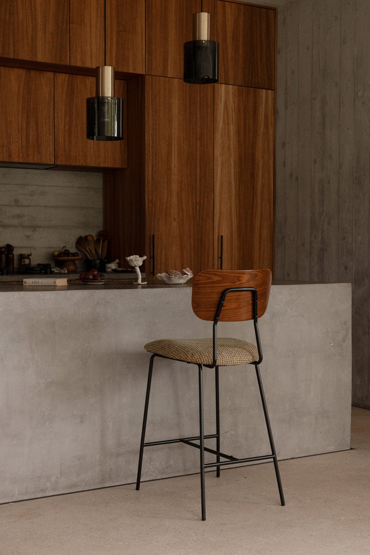 Tabouret de bar Eero - Tweed Jaune Miami