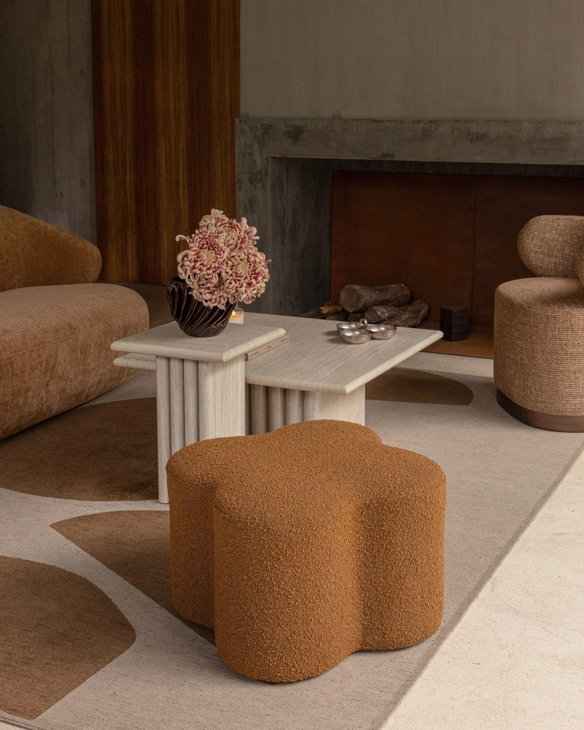 Table d'appoint Artemis - Effet Travertin