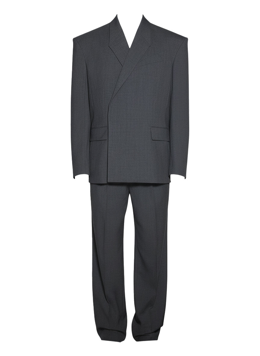 GREY MELANGE // Grey oversized tailored jacket