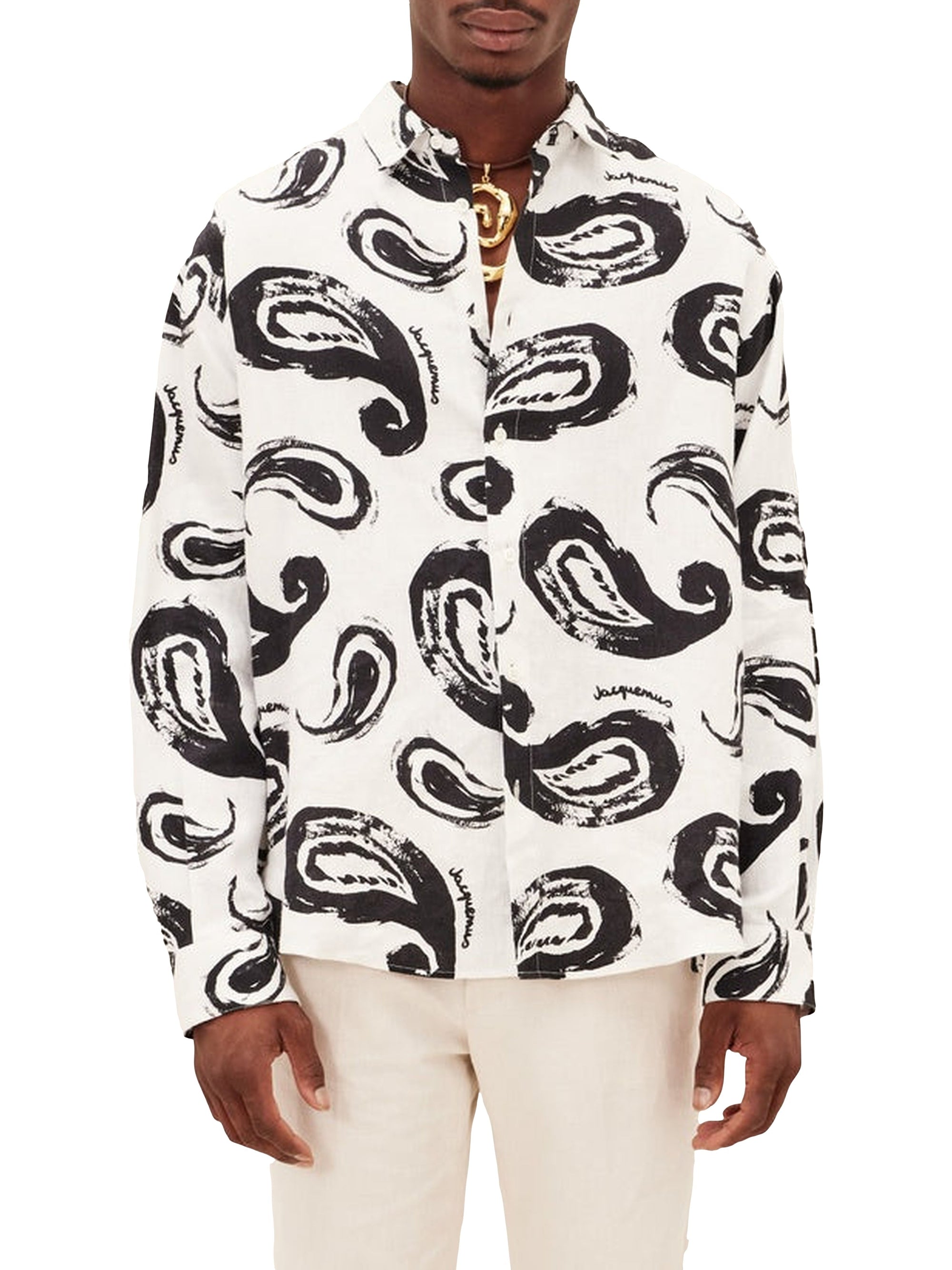 PRINT WHITE/BLACK PAISLEY LA CHEMISE SIMON