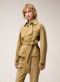CAMEL DENIM MINI TRENCH