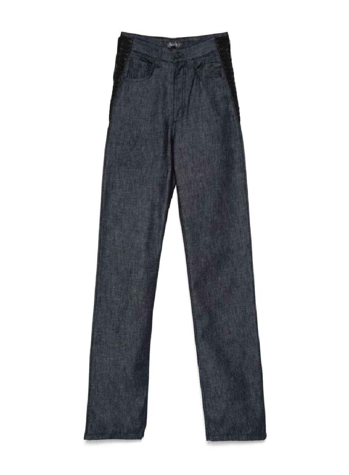 RAW BLUE // raw blue laced-up straight leg jeans