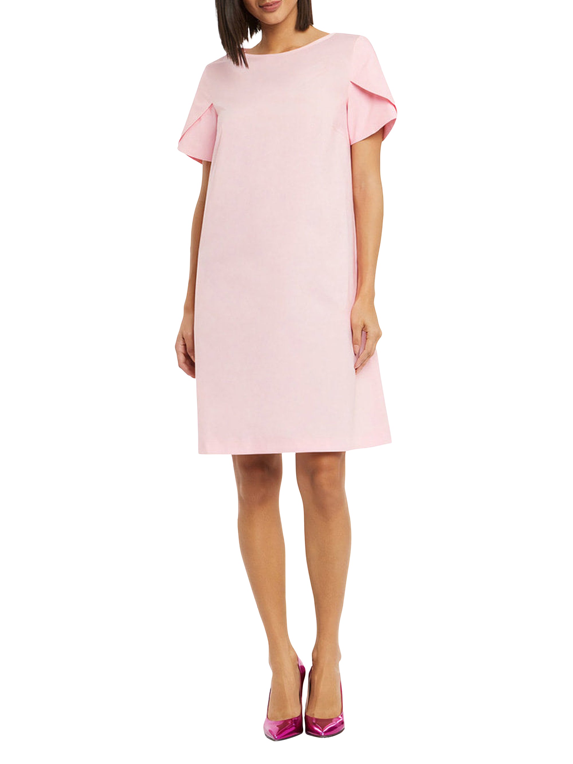Robe automnale à manches courtes - Rose clair
