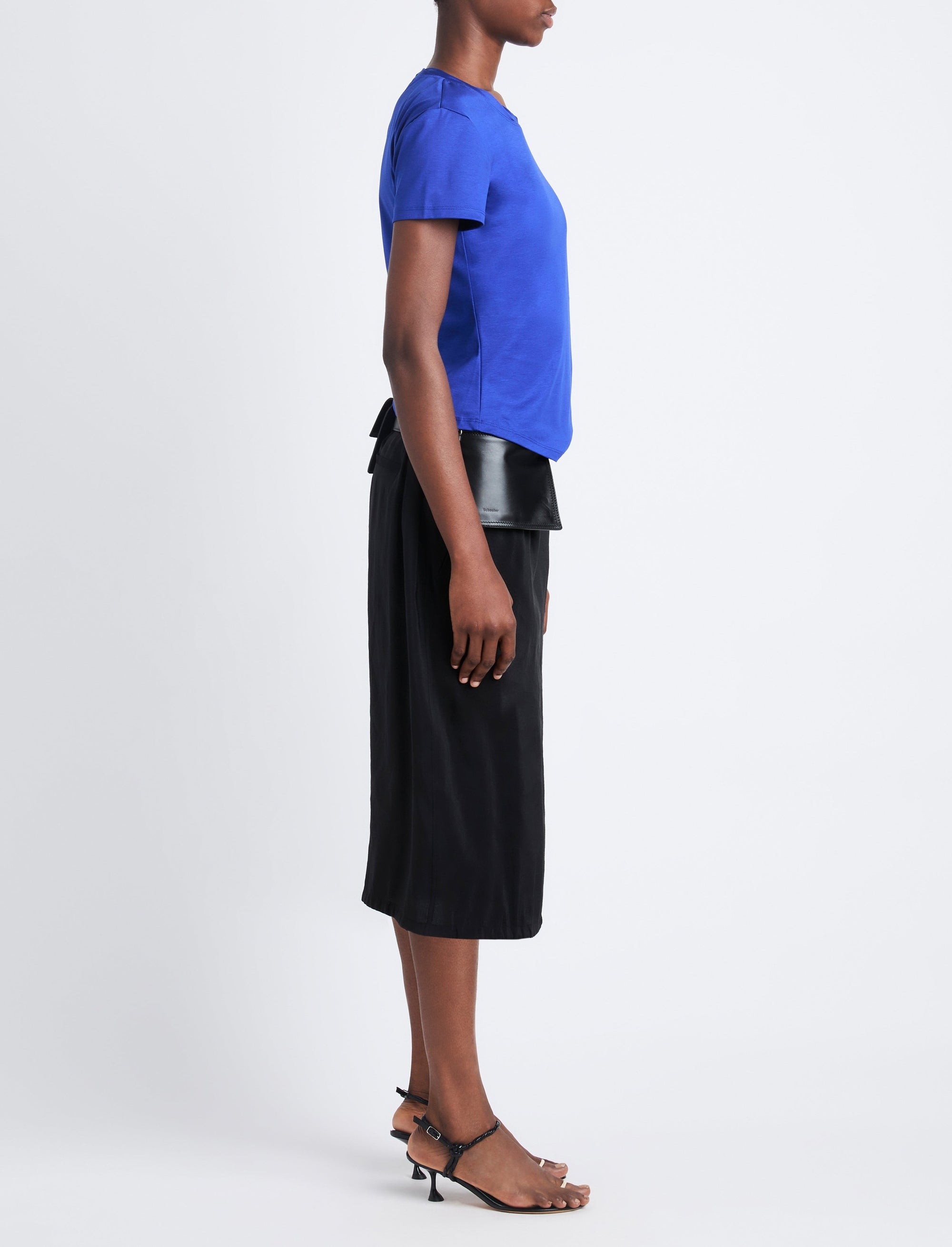T-shirt cintré en satin - Cobalt
