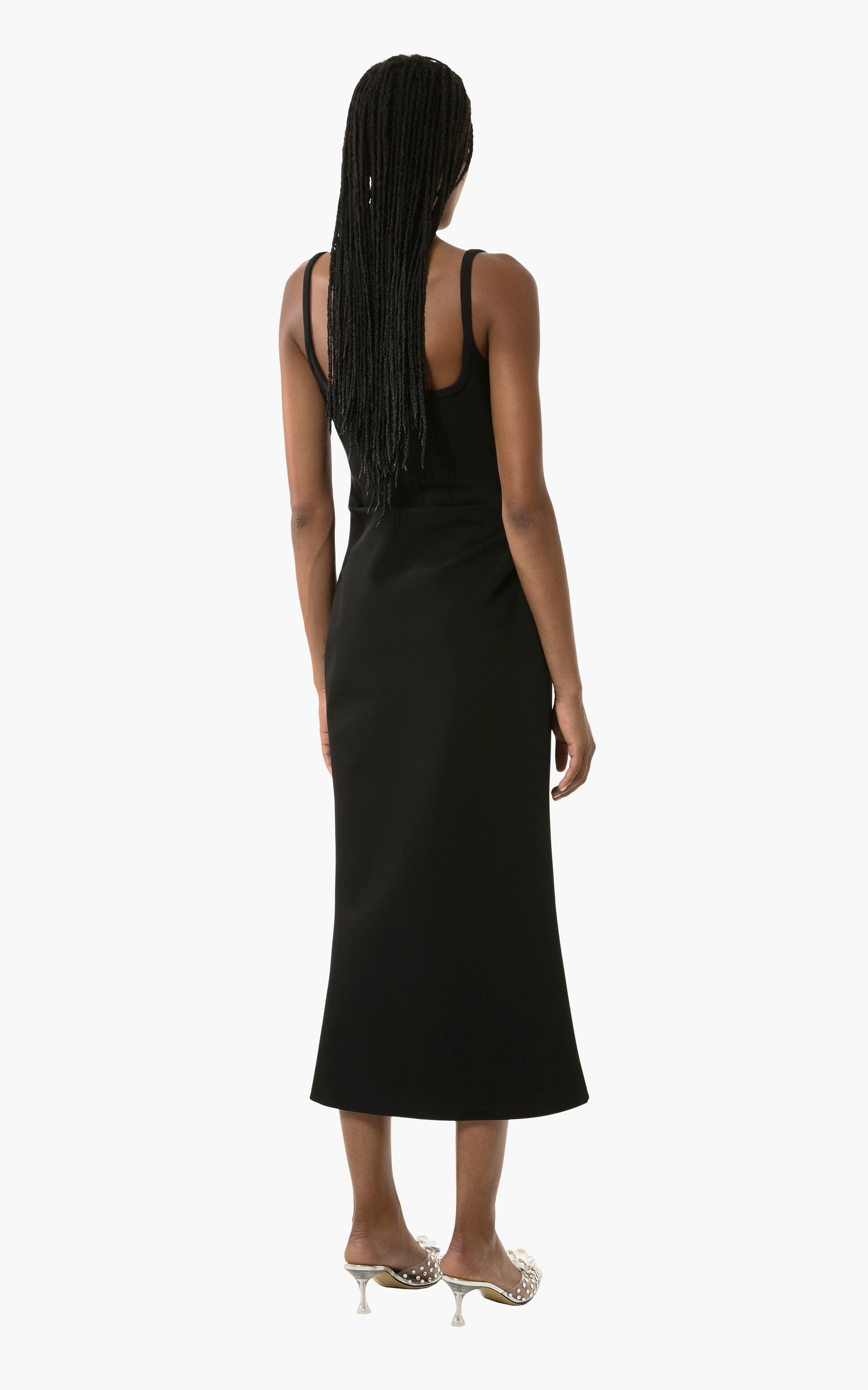 Robe midi Flower ornée de strass - Black