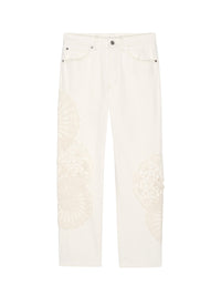 Vertical Crochet Crop Denim Trousers - Au Natural Clean