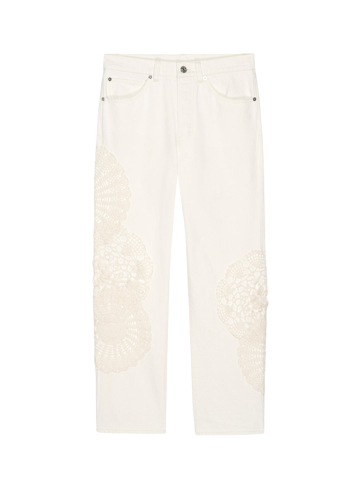 Vertical Crochet Crop Denim Trousers - Au Natural Clean