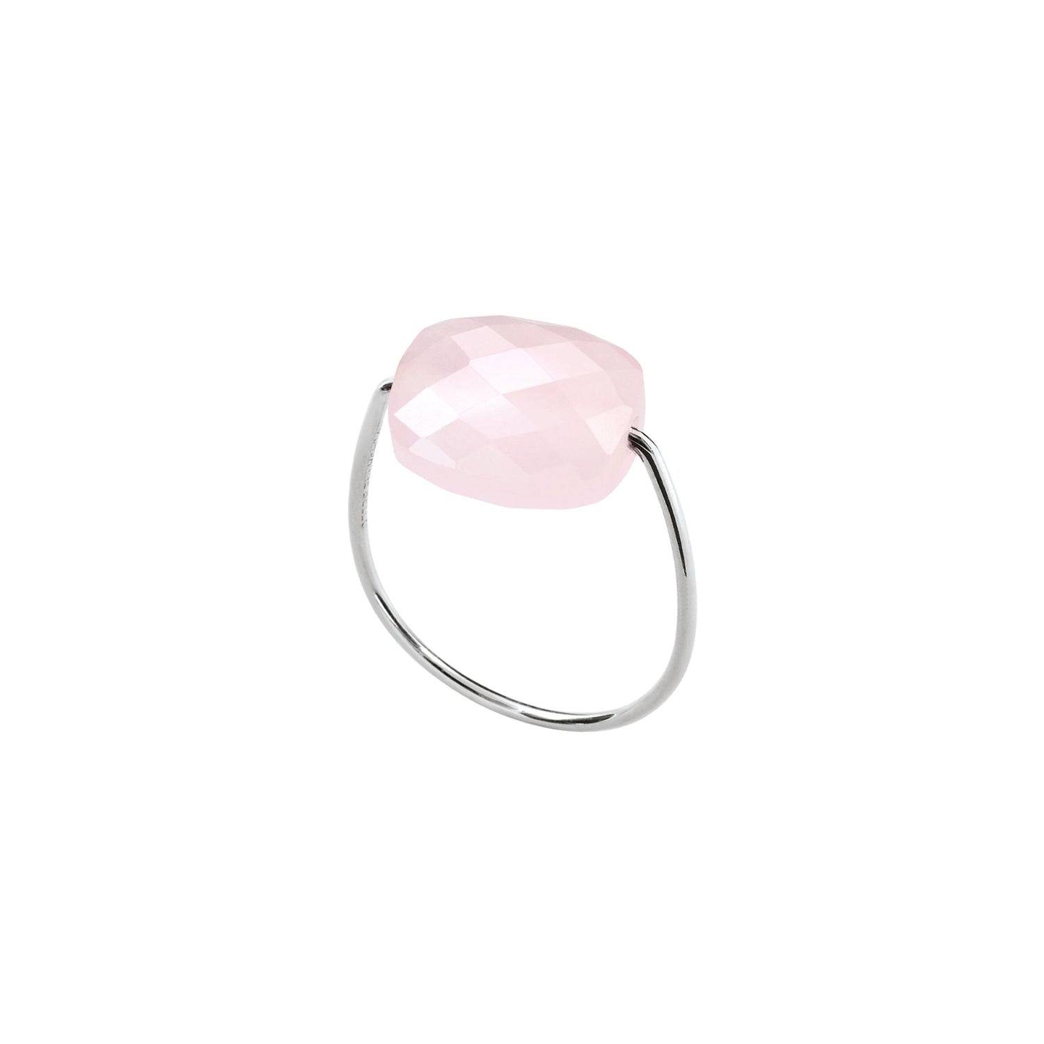 Bague Friandise en or blanc & Quartz - Rose Clair