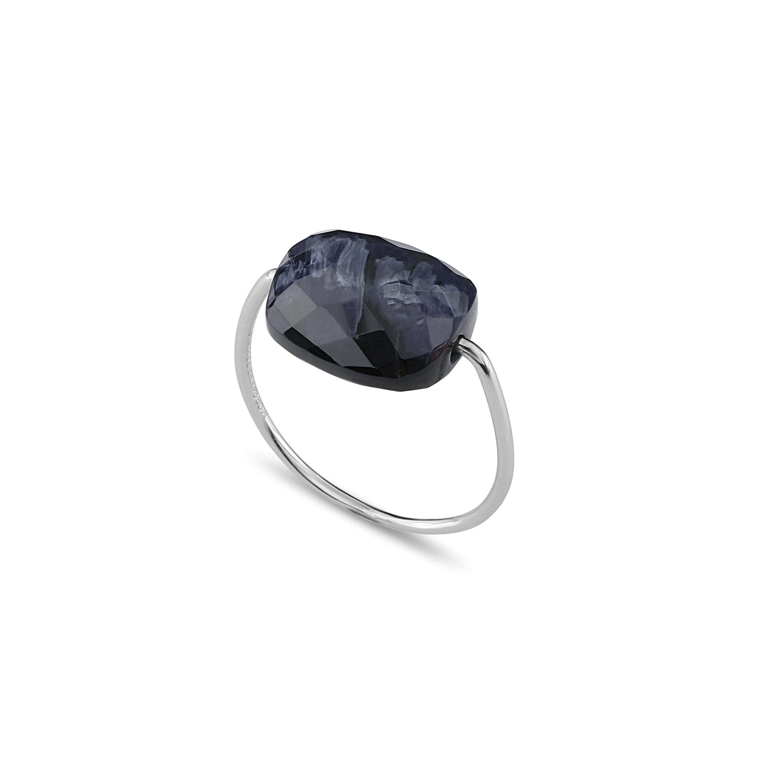 Bague Friandise en or blanc & Pietersite - Bleu Foncé