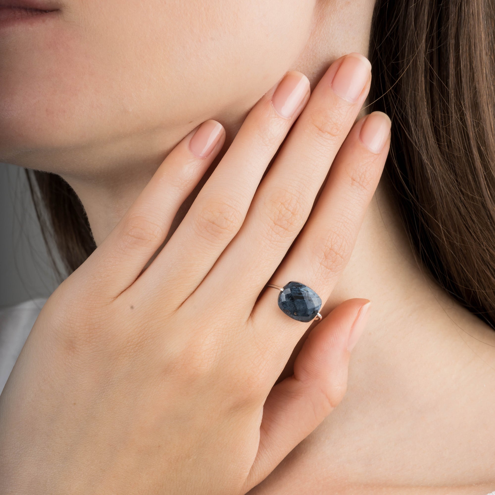 Bague Friandise en or blanc & Pietersite - Bleu Foncé
