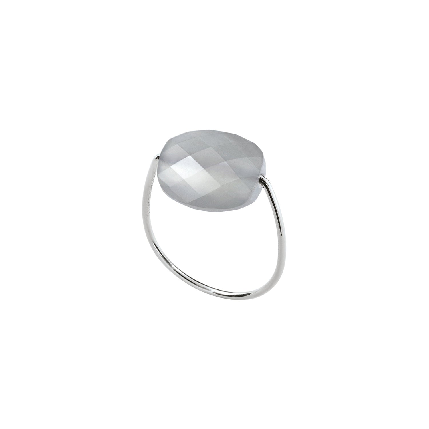 Bague Friandise en or blanc & Pierre de lune - Gris
