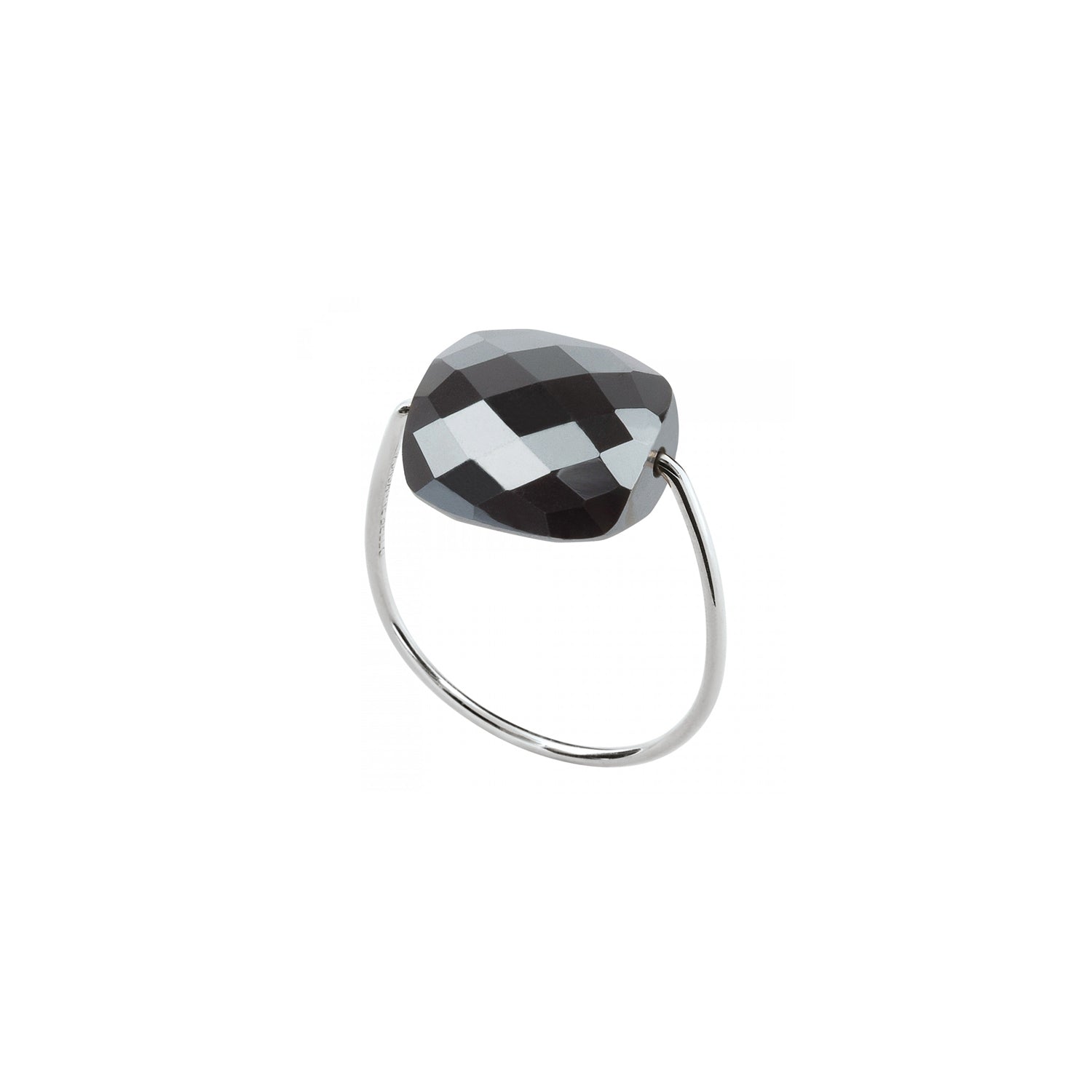 Bague Friandise en or blanc & Hématite - Métal Argenté