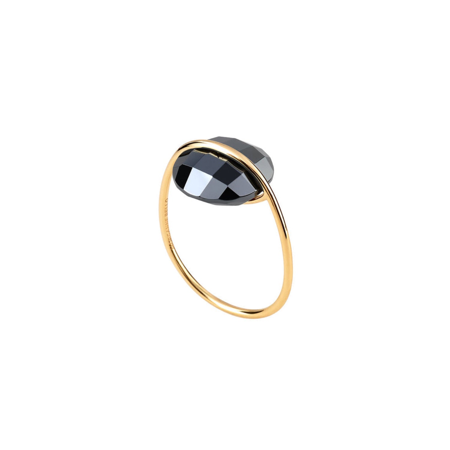 Bague Honore en or jaune & Hématite - Noir Métal Argenté