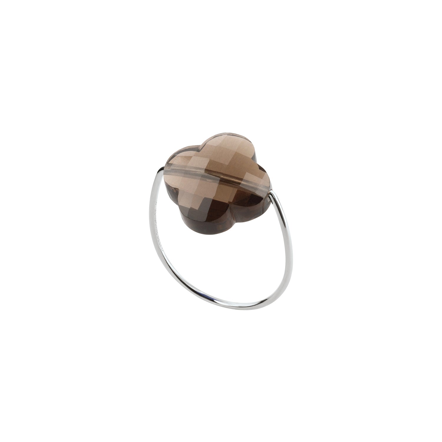 Bague Friandise en or blanc & Quartz - Marron
