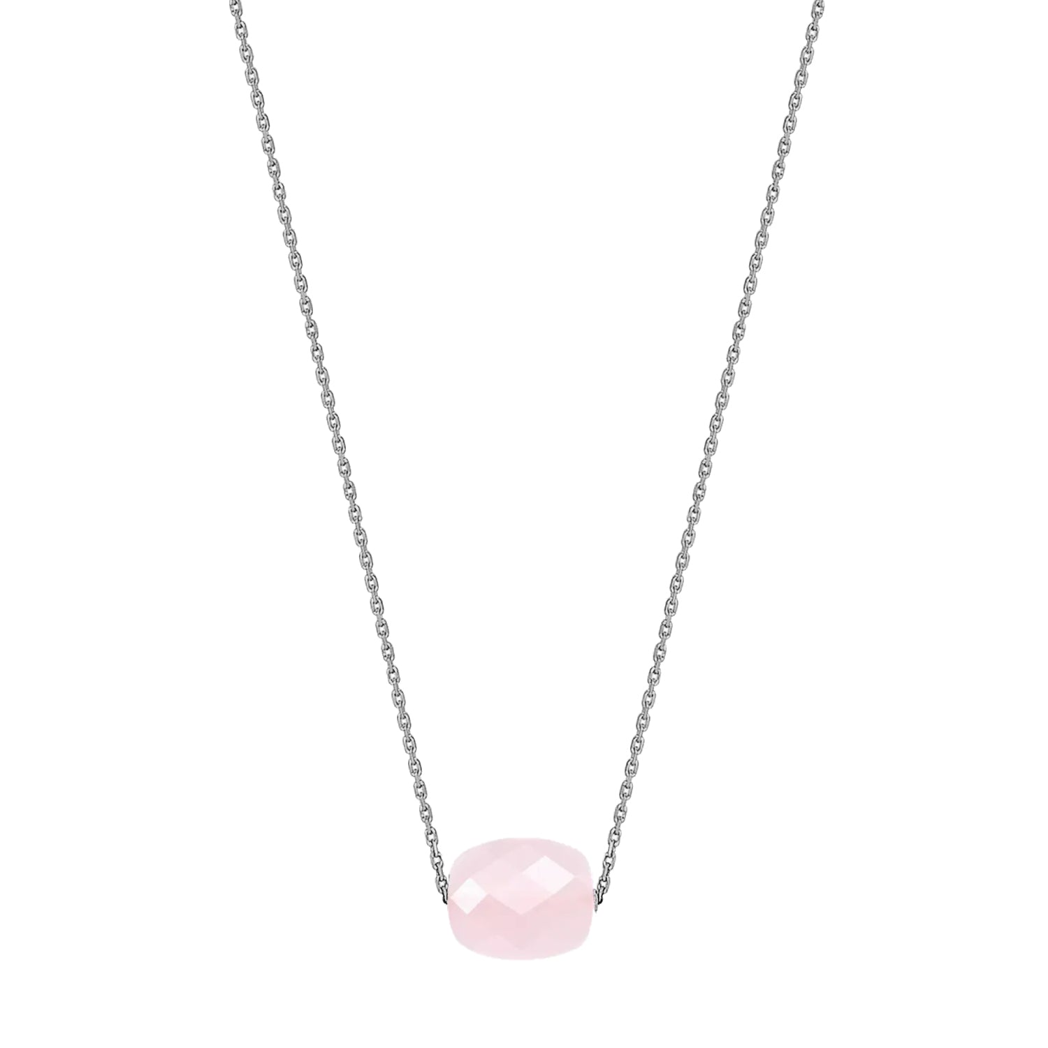 Collier Friandise en or blanc & Quartz - Rose