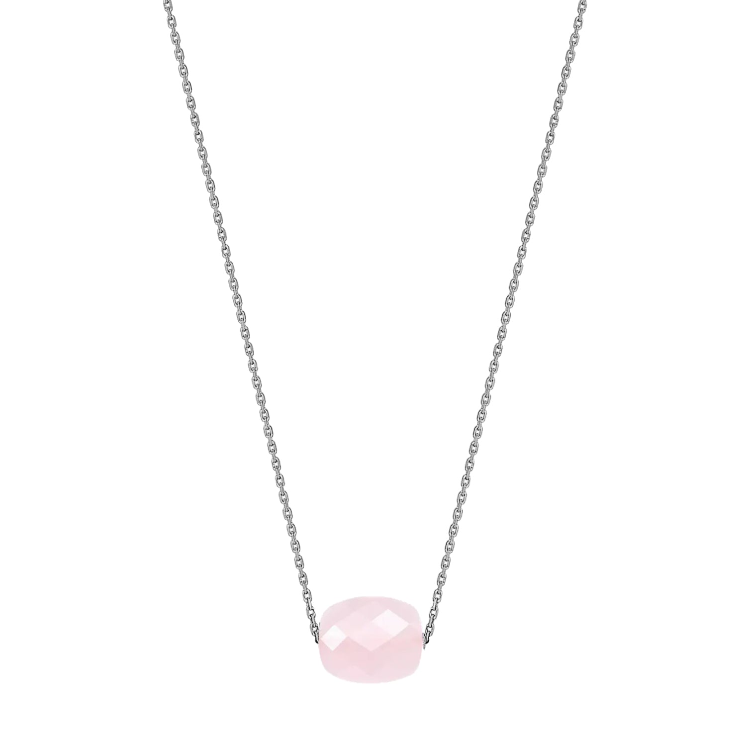 Collier Friandise en or blanc & Quartz - Rose