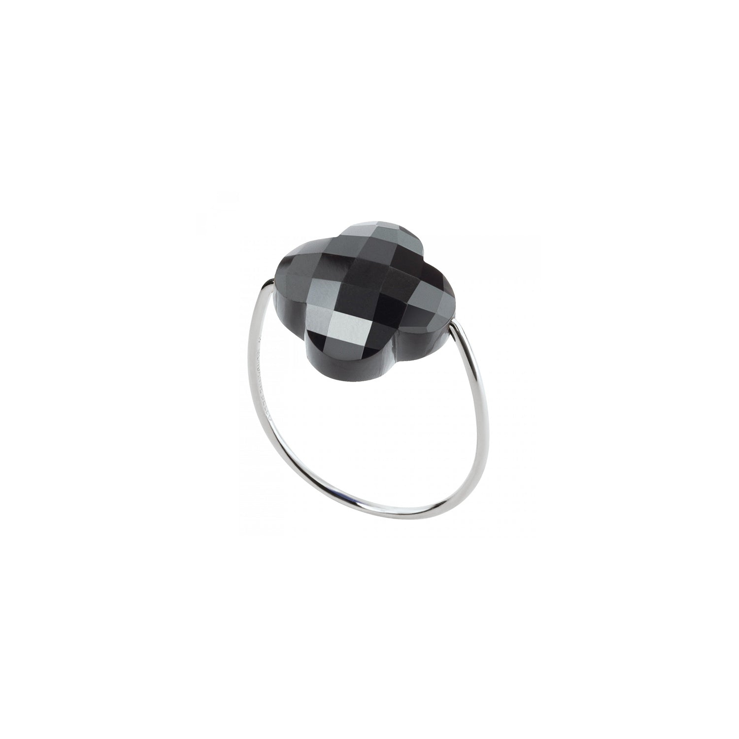 Bague Friandise en or blanc & Hématite - Noir Argenté