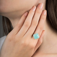 Bague Friandise en or blanc & Amazonite - Vert
