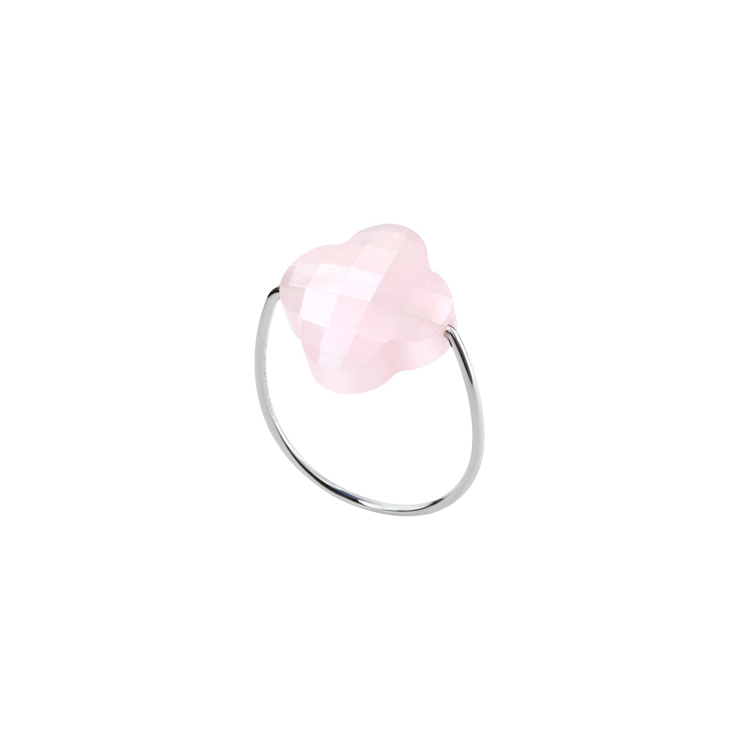 Bague Friandise en or blanc & Quartz - Rose Clair