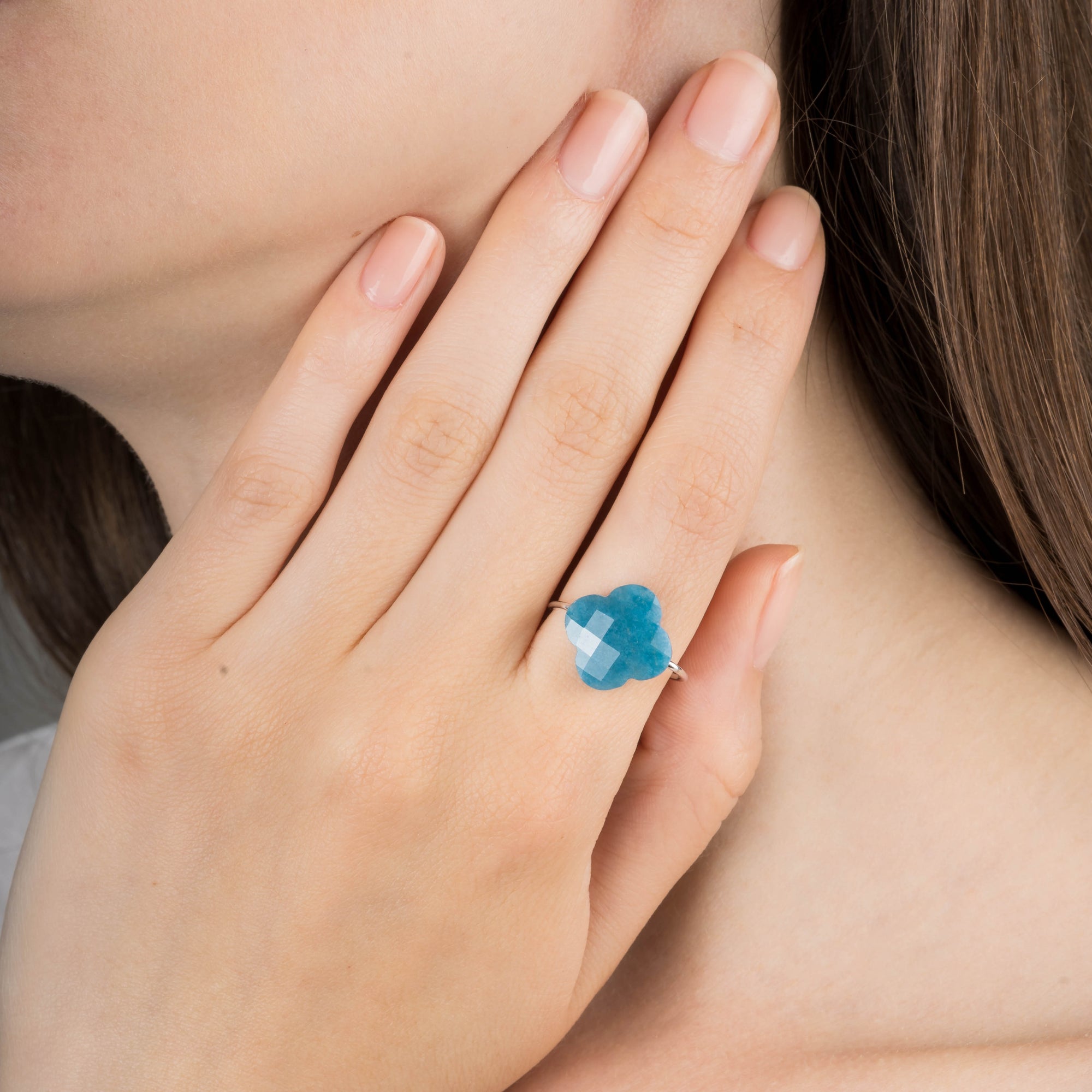 Bague Friandise en or blanc & Quartz - Bleu