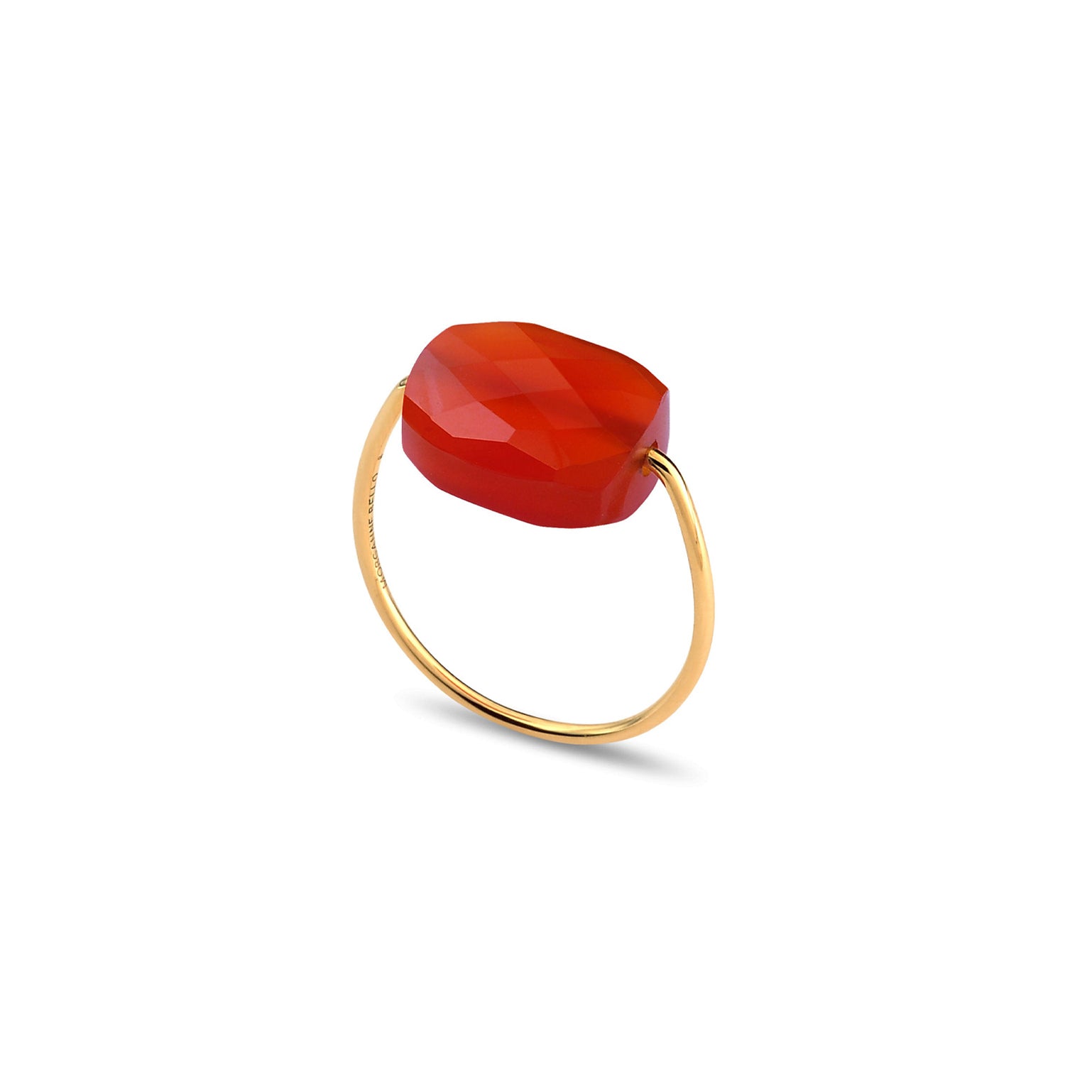 Bague Friandise en or jaune & Cornaline - Orange