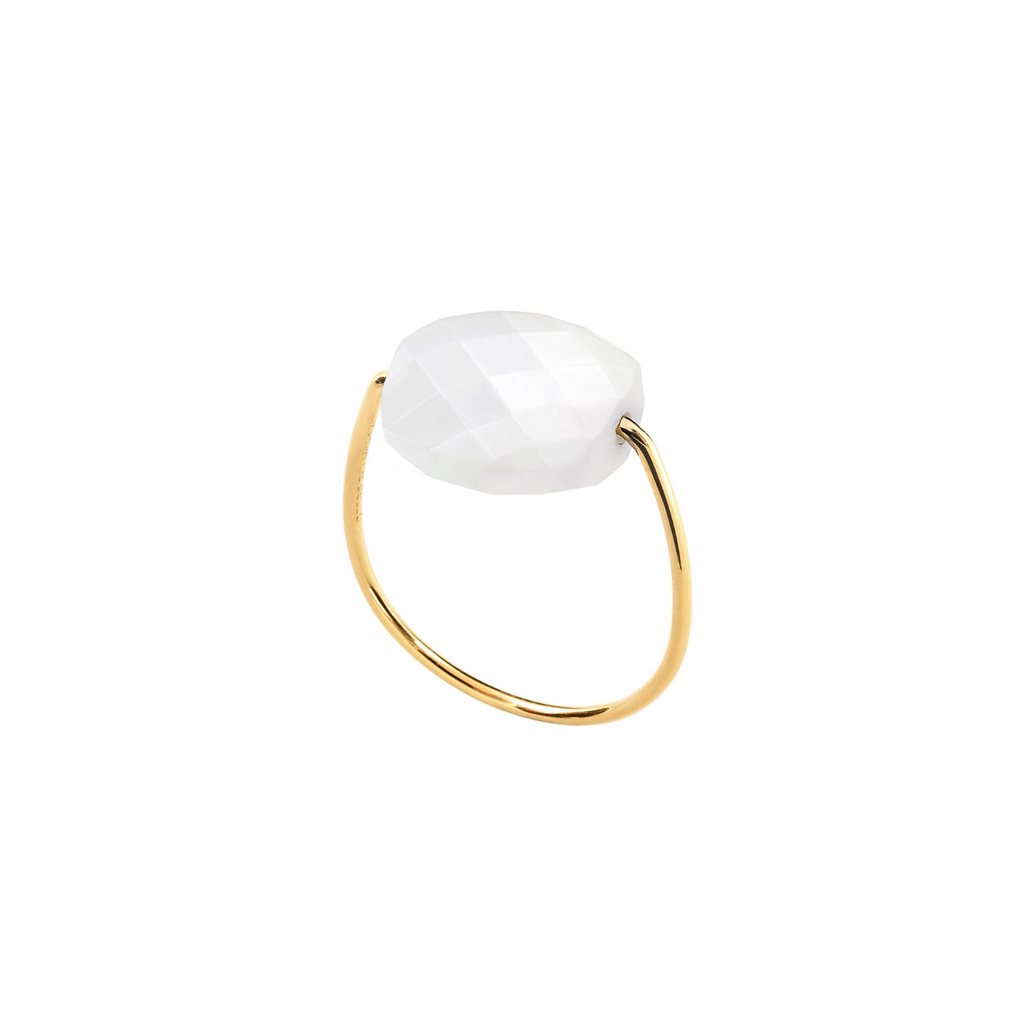 Bague Friandise en or jaune & Agate - Blanc