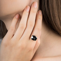 Bague Friandise en or jaune & Hématite - Métal Argenté