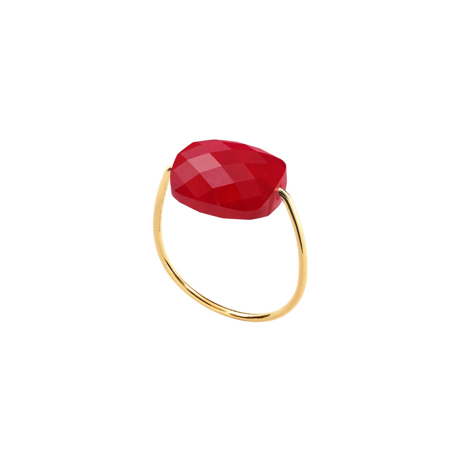 Bague Friandise en or jaune & Quartz - Rouge