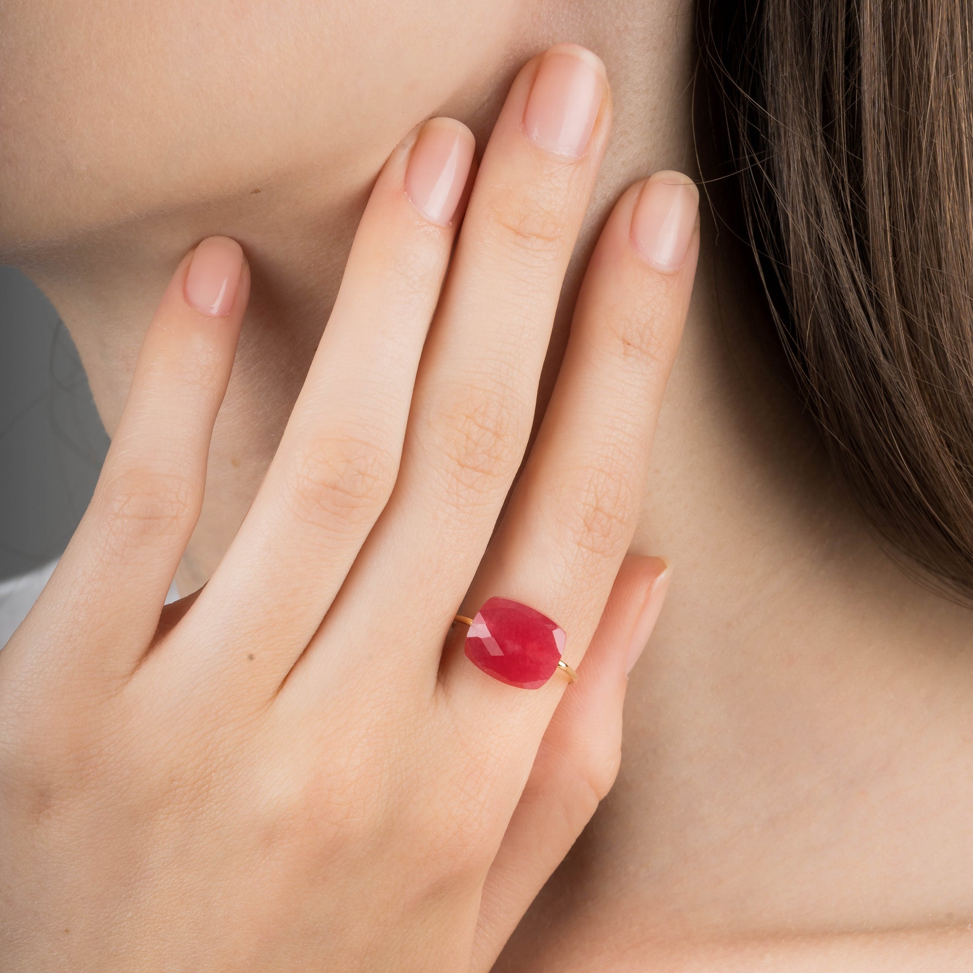 Bague Friandise en or jaune & Quartz - Rouge