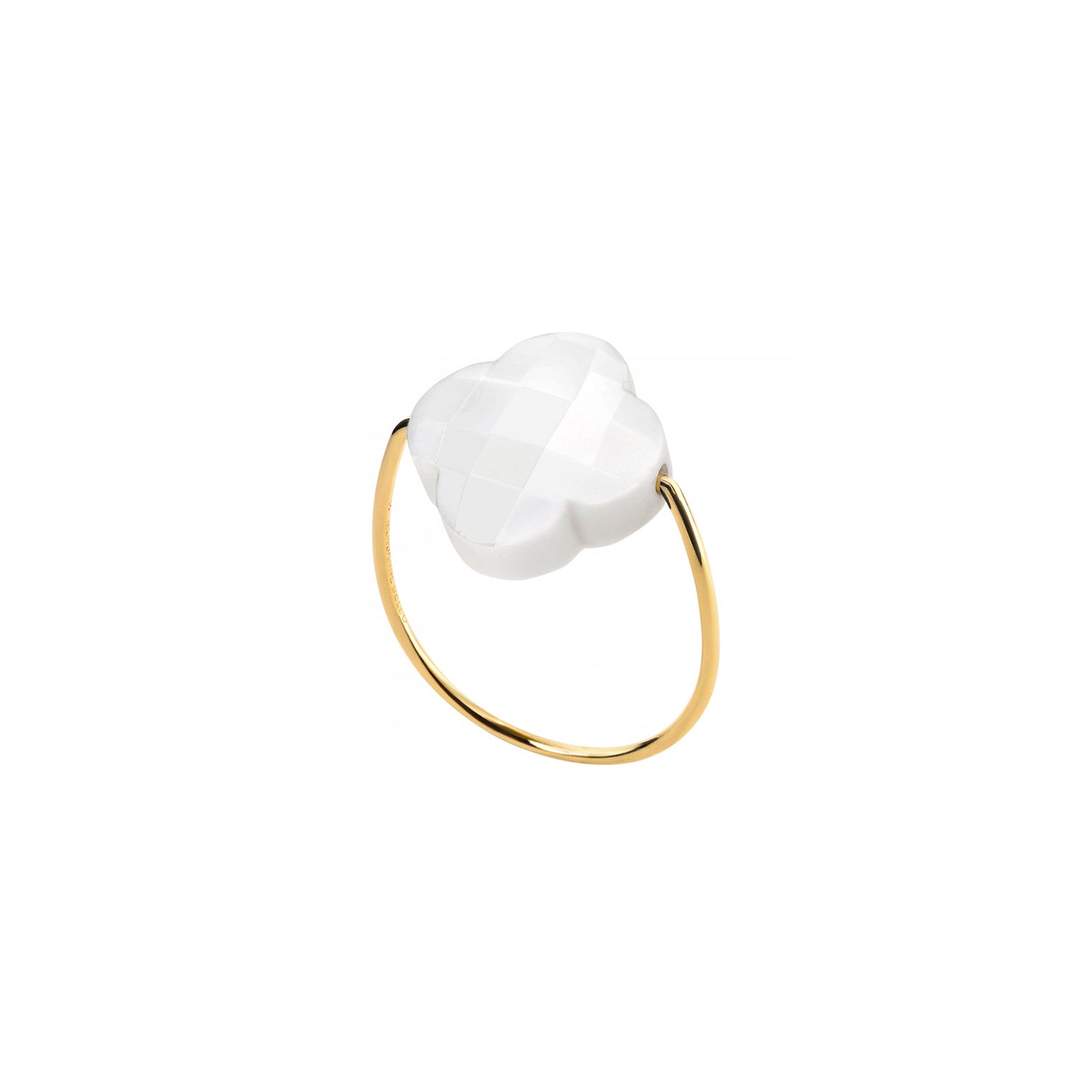 Bague Friandise en or jaune & Agate - Blanc