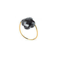 Bague Friandise en or jaune & Hématite - Noir Métal Argenté