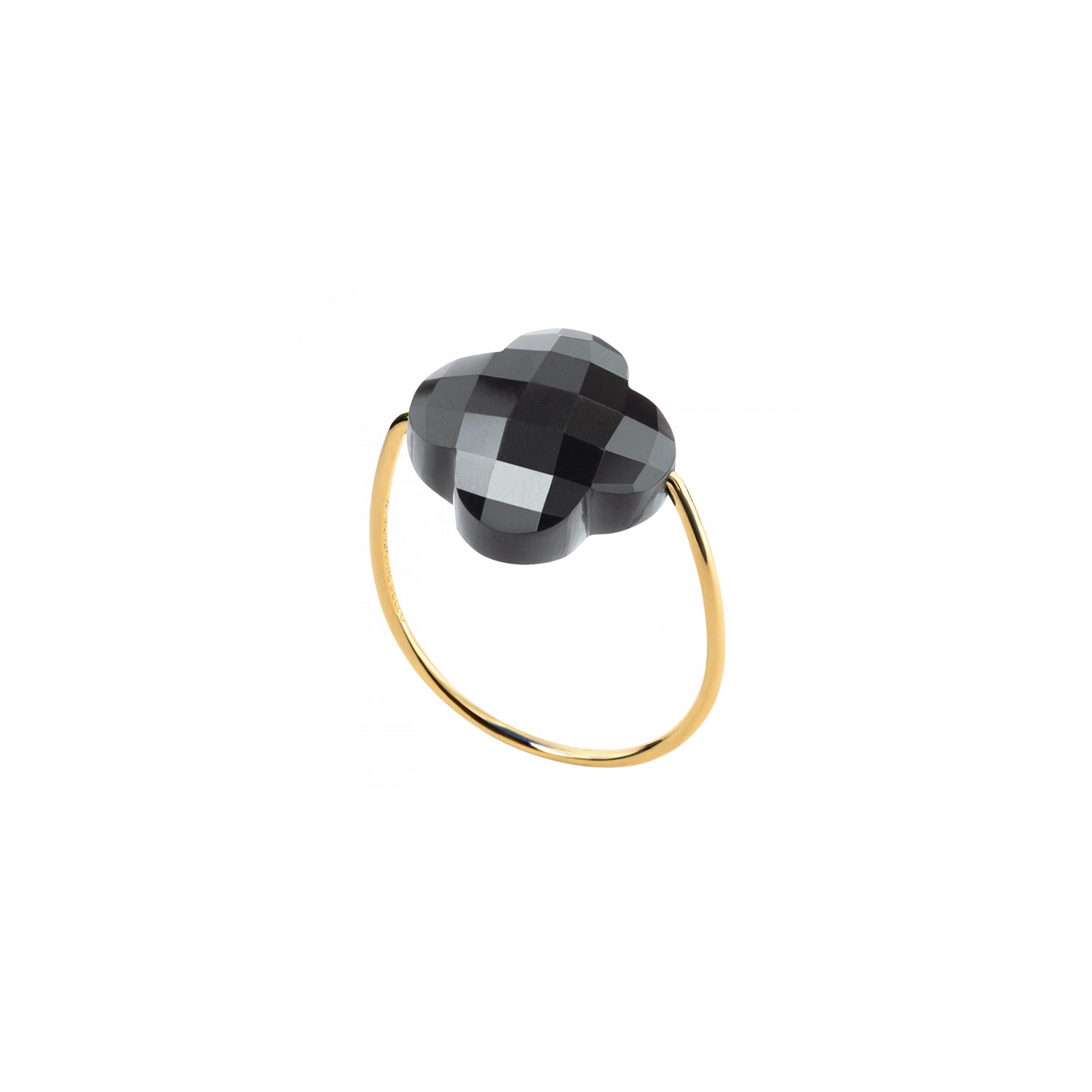 Bague Friandise en or jaune & Hématite - Noir Métal Argenté