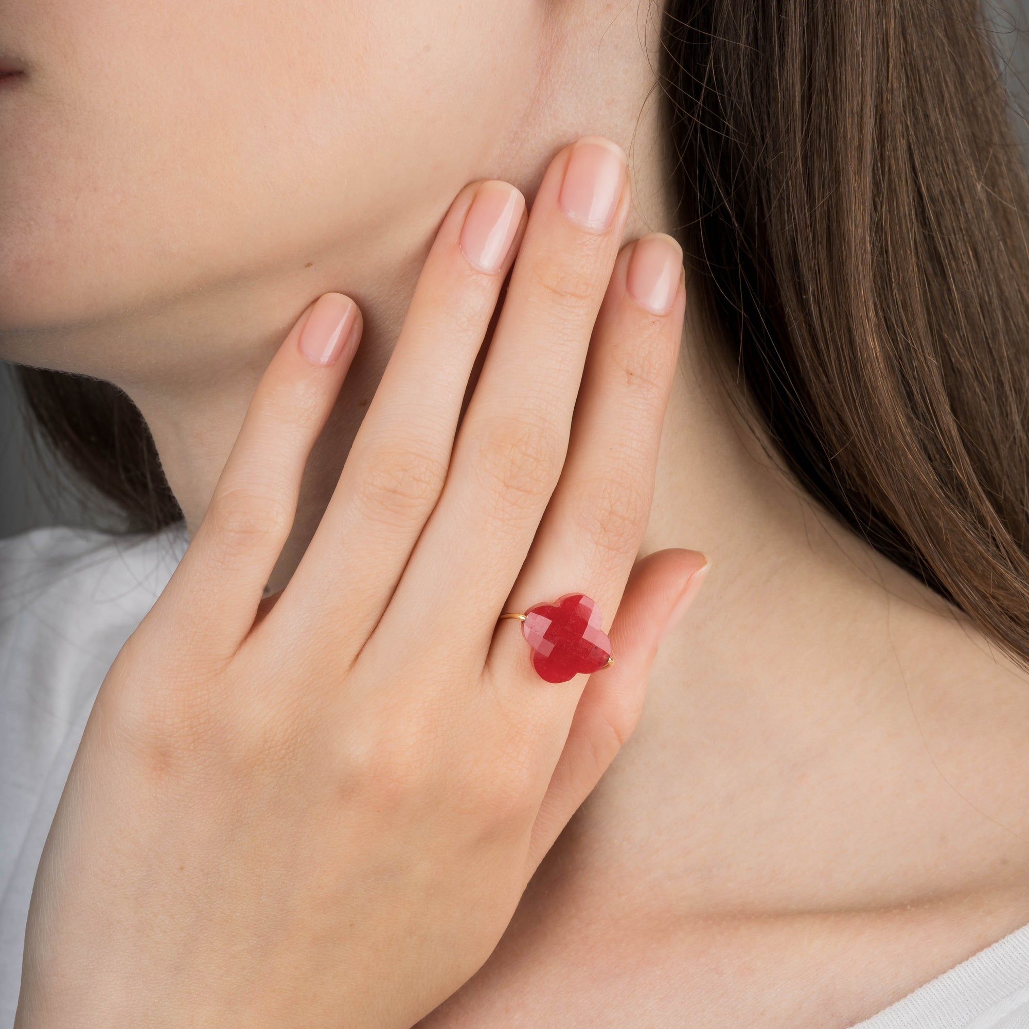 Bague Friandise en or jaune & Quartz - Rouge